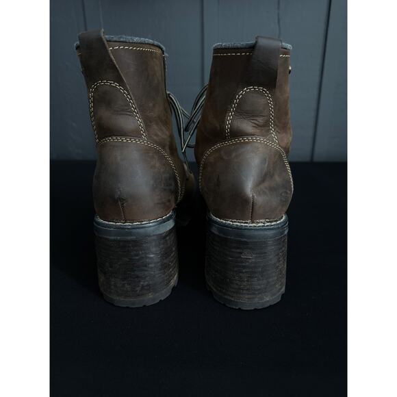Vintage Skechers Y2K Plateau Mesa Brown Leather Chunky Lace Up Combat Boots Sz 9 - Picture 4 of 12